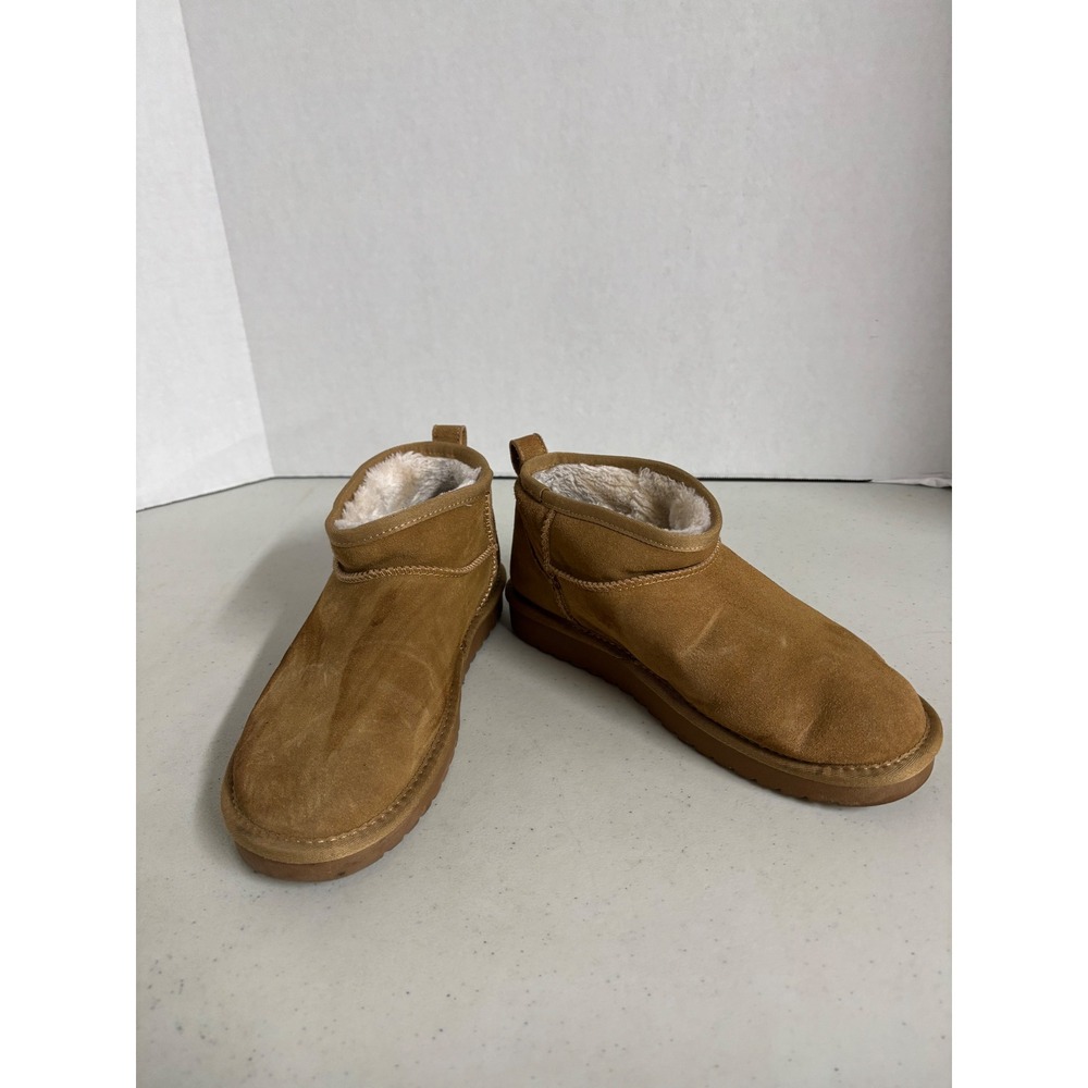 Pink Lily Womens Chestnut Faux Suede Ultra Mini Ankle Boots Faux Fur Lined 8M